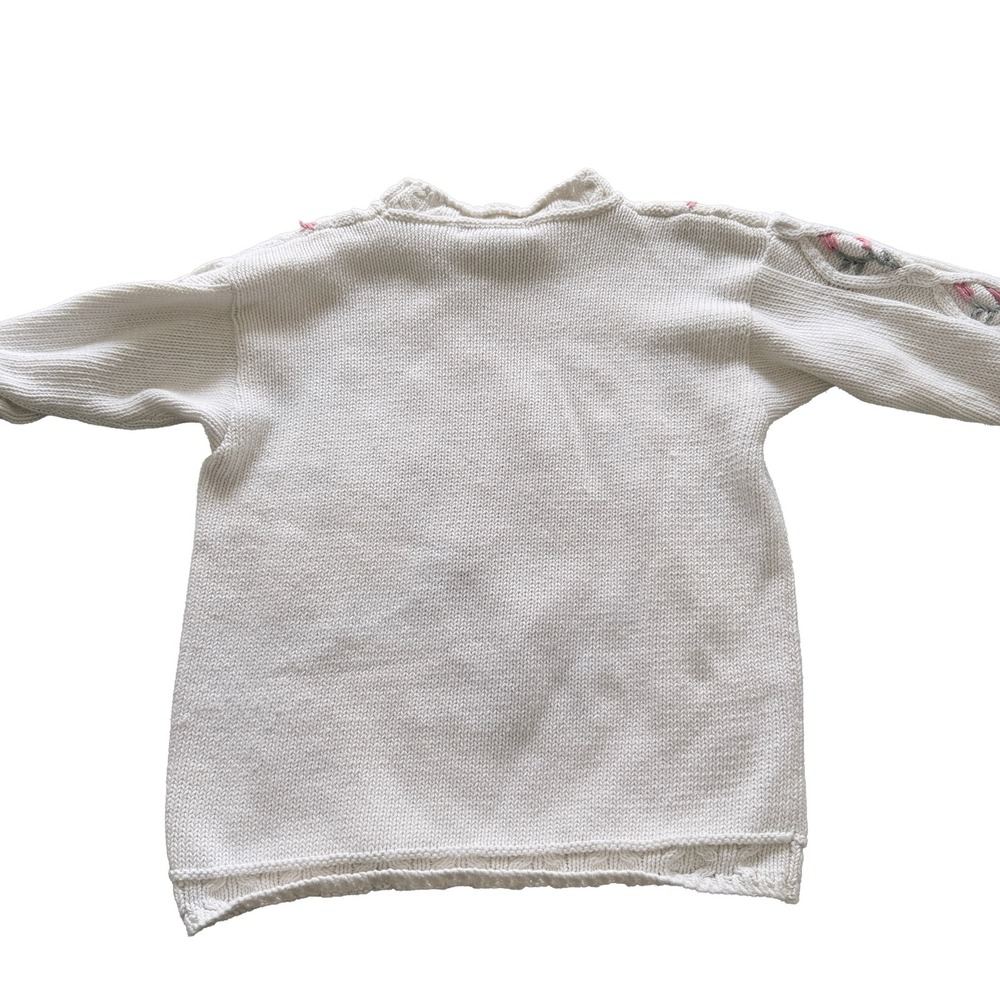 Vintage Canary Collection Island Floral Knit Sweater White Ramie Cotton Sz M - Picture 3 of 7